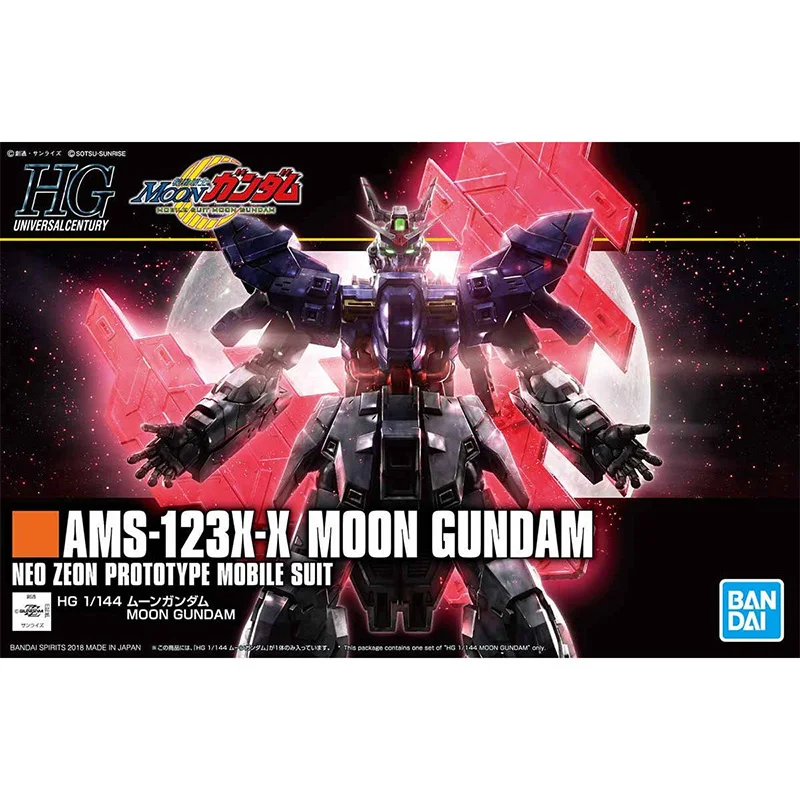 Na Stanie BANDAI Oryginalny HG 1/144 AMS-123X-X MOON GUNDAM Figurka Anime Model do Składania Zabawka Kolekcjonerska Ozdoby Prezent Dla Dzieci Chłopca