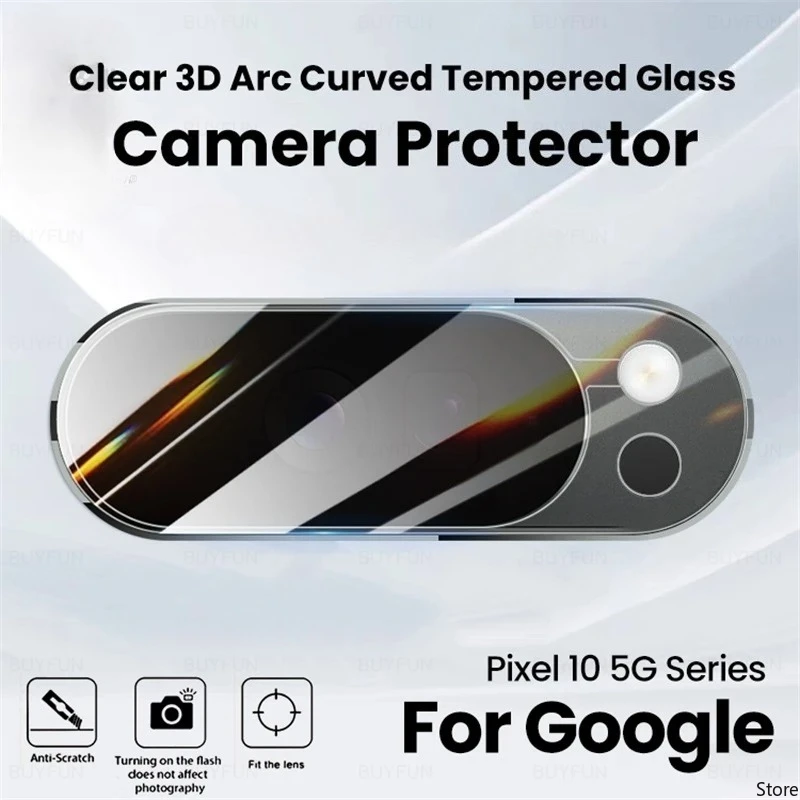 3-1Pcs Clear 3D Curved Tempered Glass Camera Lens Protector Case for Google Pixel10 Pixel 10 Pro Pixel10Pro XL Pixel10ProXL 5G