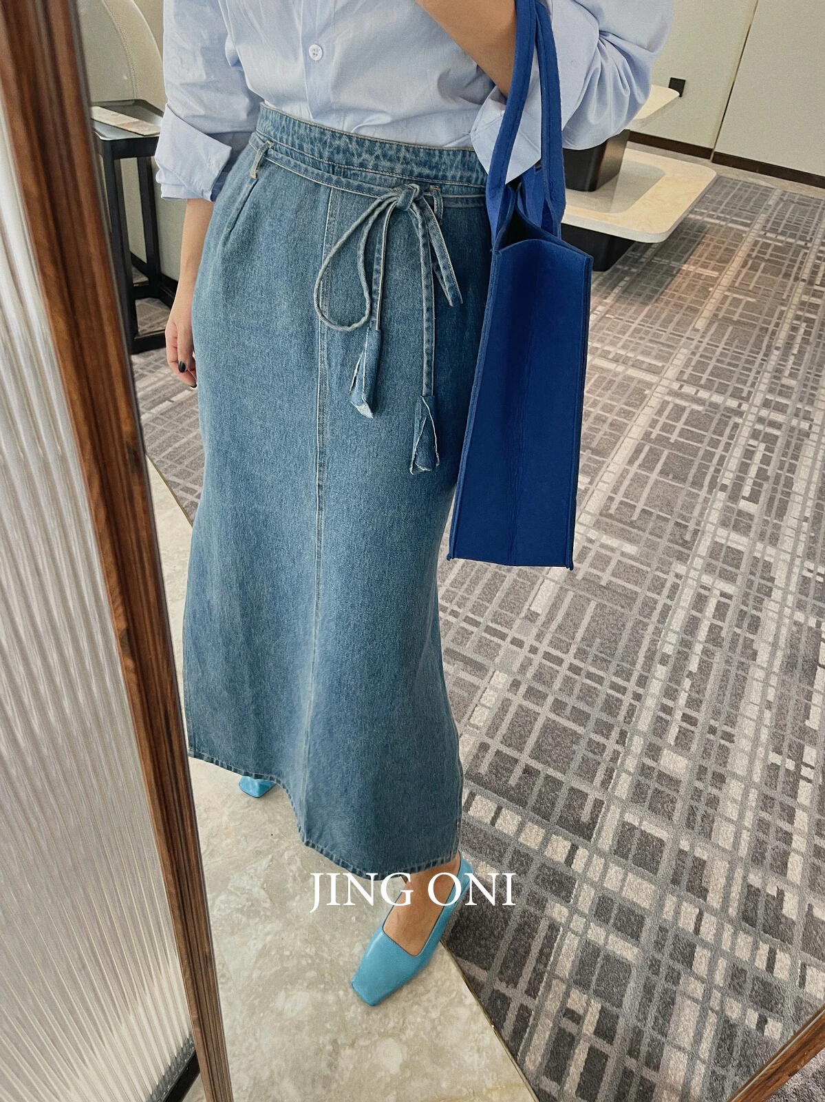 Denim Long Skirt Women 2023 Clothing Vintage Elegant Korean Style Y2K Fashion Tulle Jeans Cargo Luxury High Waist Blue