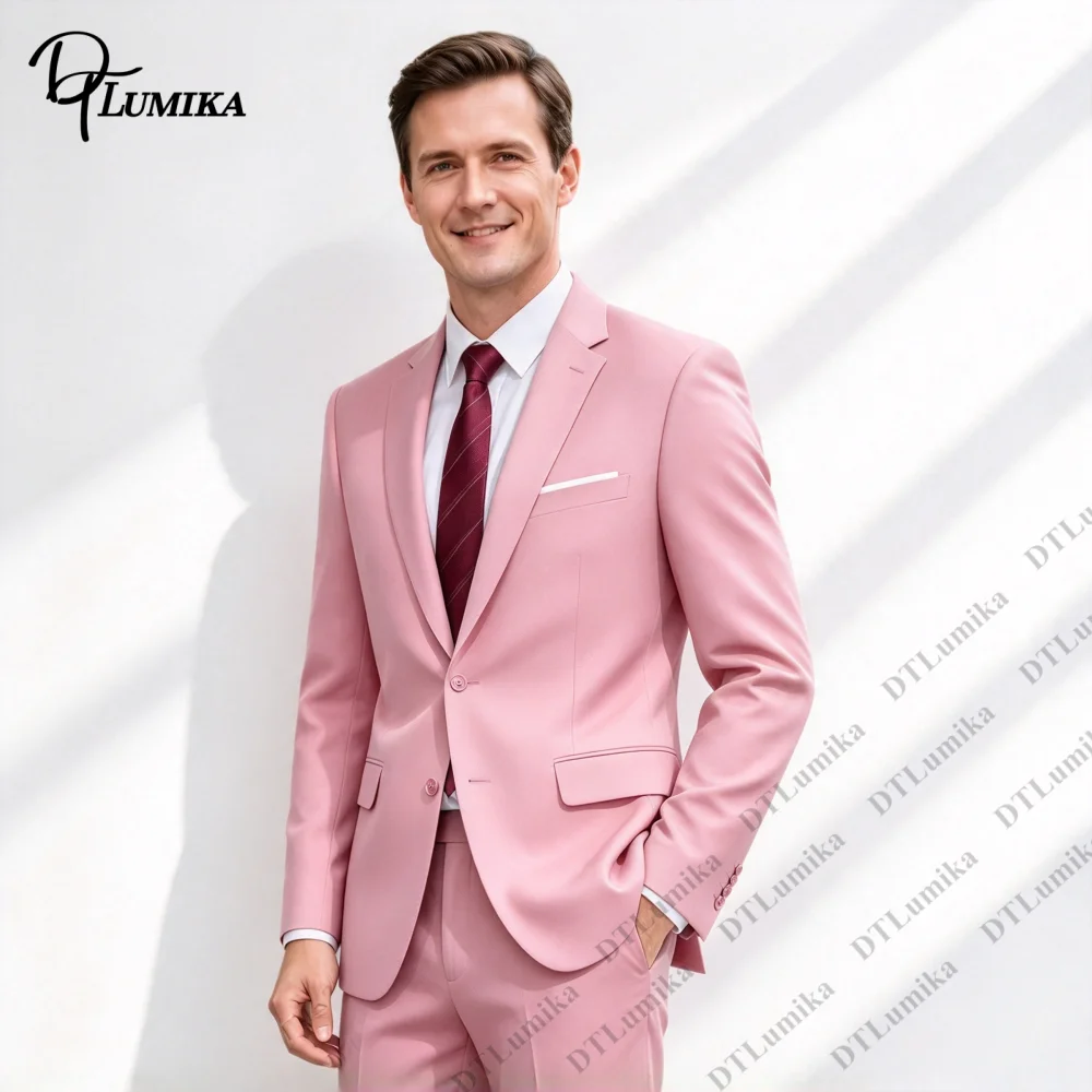 Customized Basic 2 Piece Mens Formal Suit Set Business Man Tuxedo Jacket Pants Personalized Banquet Wedding Suits for Groom