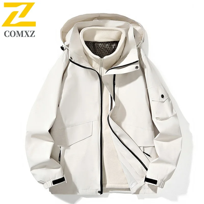 

COMXZ Мужская уличная куртка Классическая прочная парка с капюшоном для приключений Повседневная легкая удобная осенне-зимняя парка для пешего туризма и путешествий