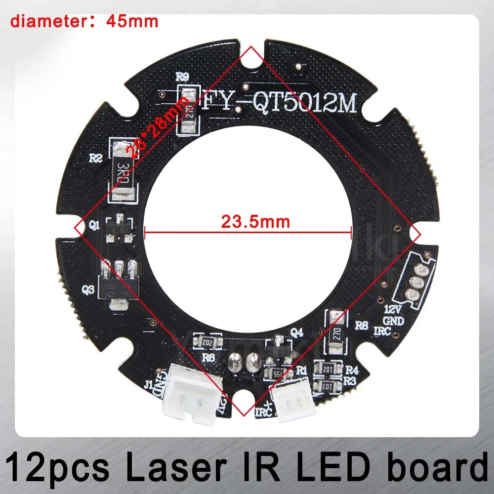 Yuniki Infrared 12*Laser IR LED board for MTV Lens CCTV IP cameras night vision (Diameter: 45mm)