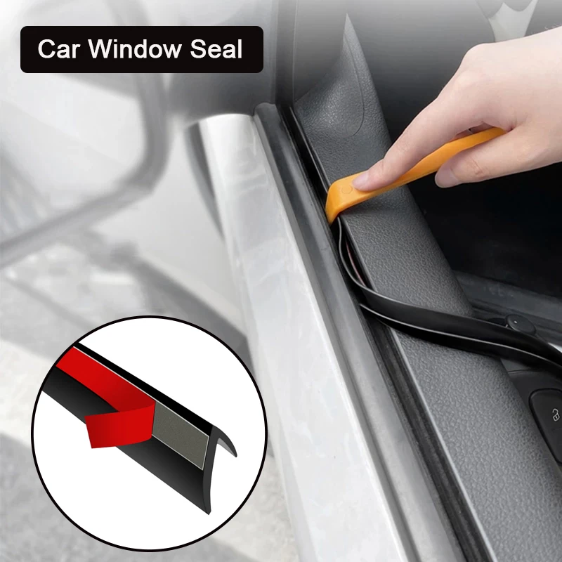 2/4m Car Door Window Seal Strip Rubber V Shape Auto Side Window Gap Filler Weatherstrip Noise Insulation Protector Strips