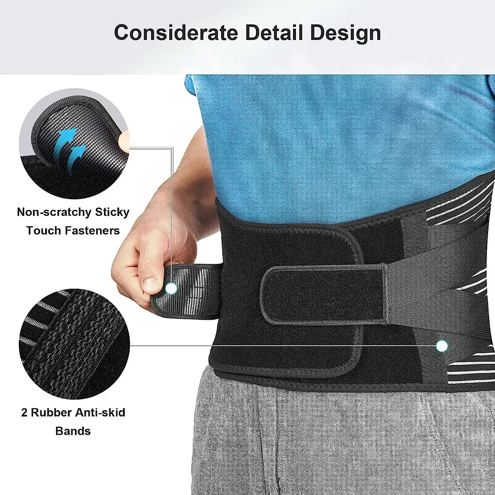 

AOLIKES Lower Back Brace with 6 Stays Anti-skid Orthopedic Lumbar Support Breathable Waist Support Belt for Gym Pain Relief