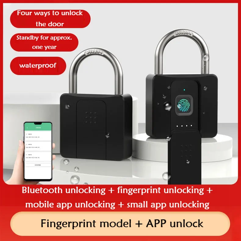 P9P10Smart Fingerprint Padlock Key Password Large Outdoor Waterproof Lock Door Factory Anti-theft Door Household Electronic Lock