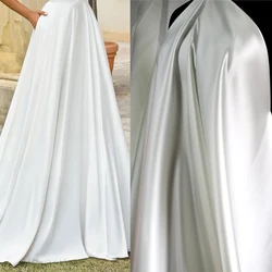 White High Quality Soft Thick Satin Fabric for Bridal Wedding Dress Satin Evening Formal Dress Material DIY Sewing