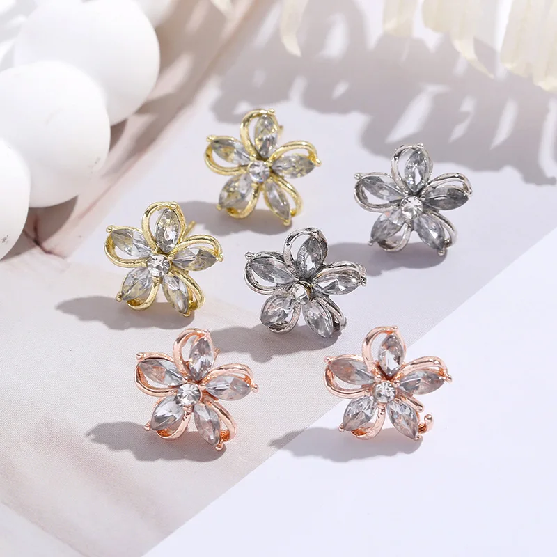 925 Silver Needle Korean Fashion Crystal Flower Earrings For Women Jewelry 2024 Trending New Luxury Zircon Flowers Stud Earrings