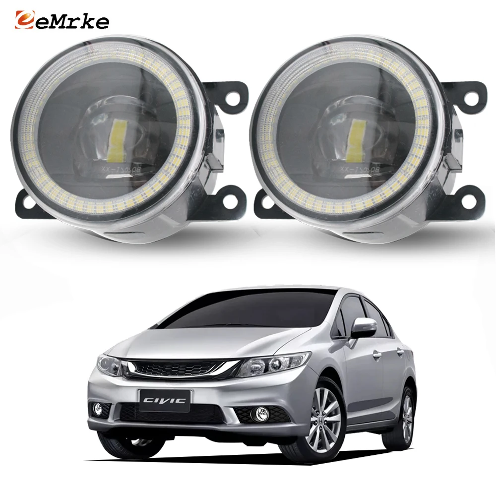 

Upgrade LED Fog Lights Angel Eyes DRL Ring for Honda Civic Sedan Brazil FB3 2015 2016 Car PTF 30W with Lens Daytime Running Lamp