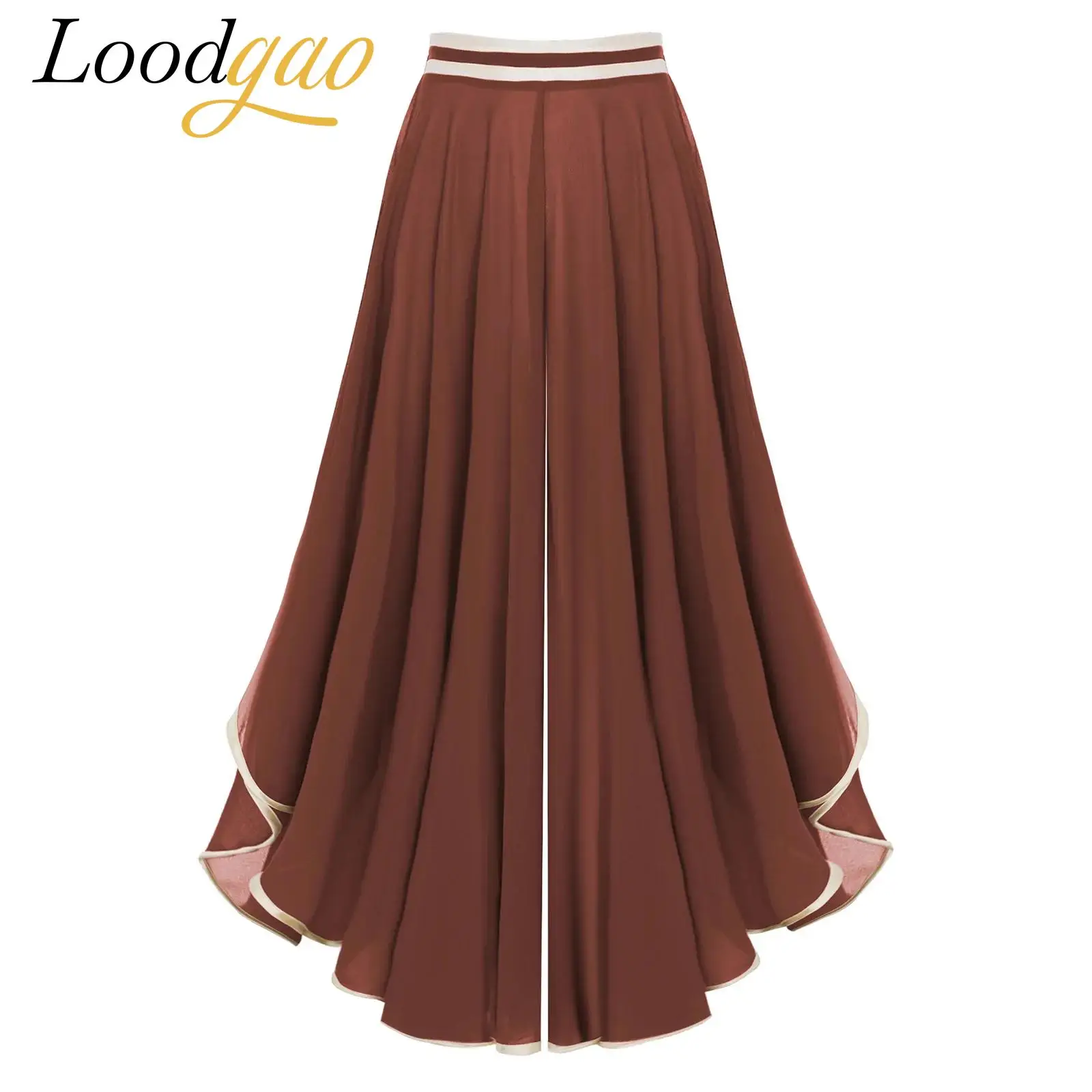 Summer Women Trousers Elegant Flowy Chiffon Palazzo Culottes Irregular Wide Leg Pants High Waist Loose Pants for Beach Holiday