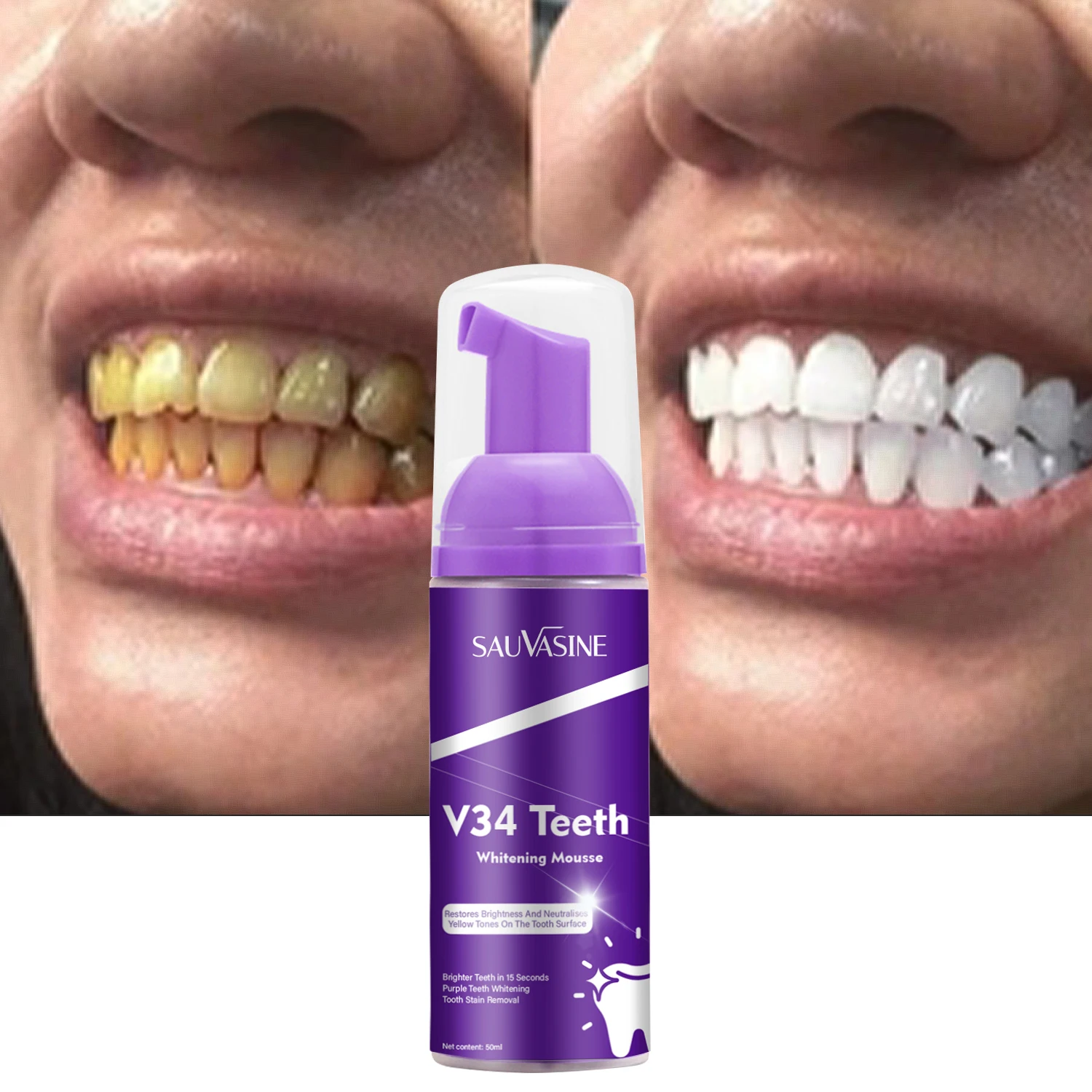 Dentes branqueamento produto para remover os dentes amarelos, Removedor de mancha de fumaça, Higiene Oral, Placa Dental Limpa, Respiração fresca