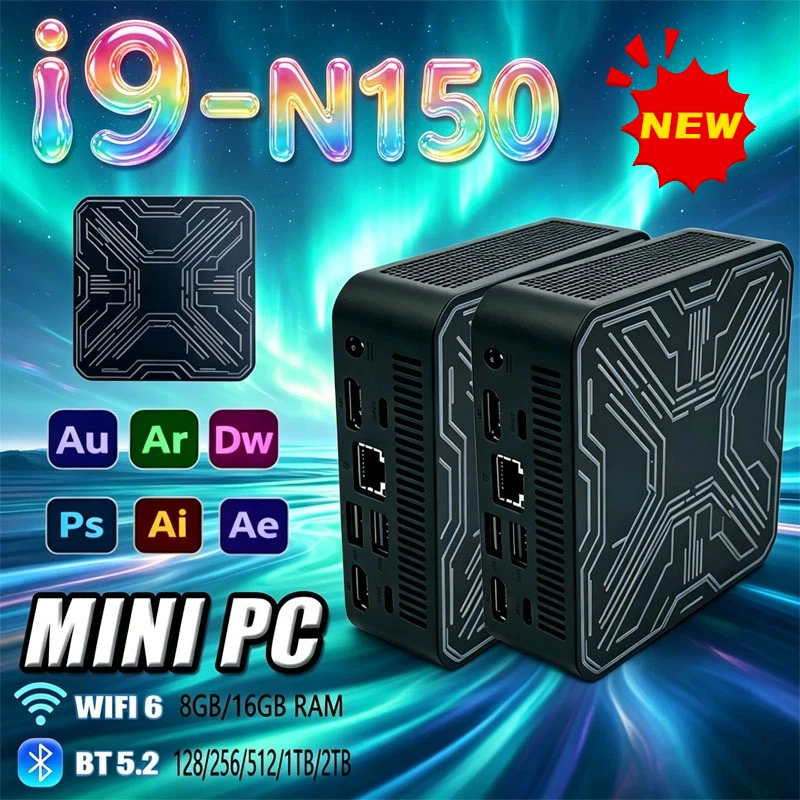 

2026 Windows I9 Mini PC Intel Core N150 Mini PC Computer SSD M.2 1TB 2TB 128GB 256GB RAM 16GB Wifi 6 BT5.2 Mini Desktop