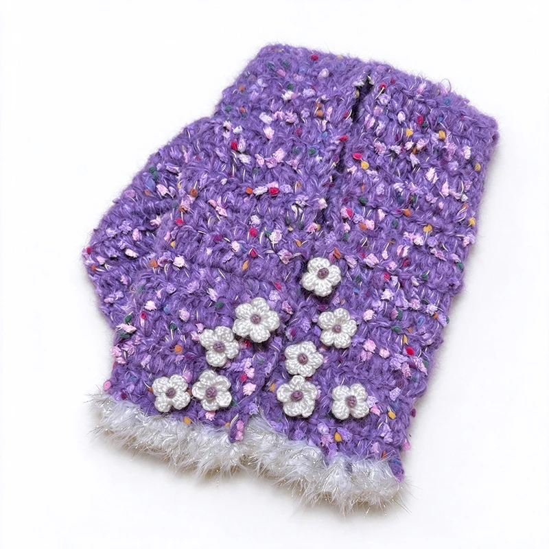 handmade purple grape flower scarf Women winter warm custom crochet soft floral knit neckwarmer girls Casual outdoor neckwear