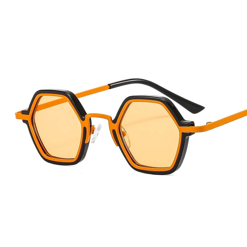 Fashion Polygon Sun Glasses Metal Sunglasses Small Frame Square Sunglasses for Men Women UV Protection Shades Cycling Eyewear