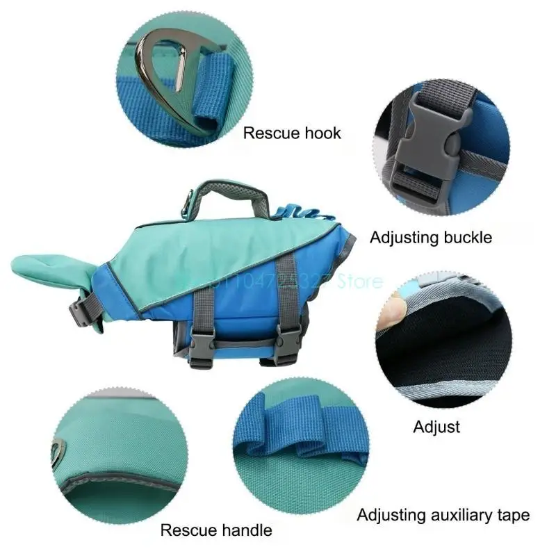 Reflective Dog Swim Vest Adjustable Floatations Swimsuit for Small to Large Dog