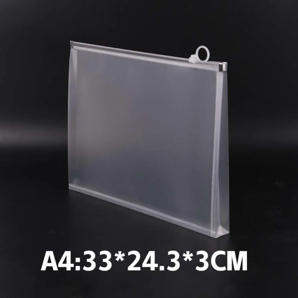 Simple A4/A5/A6 File Bag Transparent Waterproof Stationery Bag Zipper Design Handheld Document Folder School Office