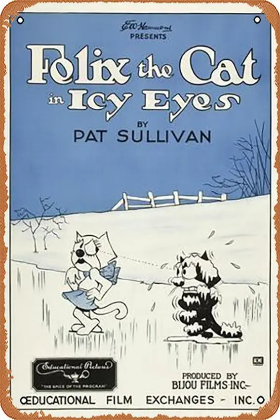 Metal Tin Sign  - Icy Eyes, Peaches, Felix the Cat on US poster art, 1927 - Poster Metal Plaque Cafe, Bar, Home Wall Decor