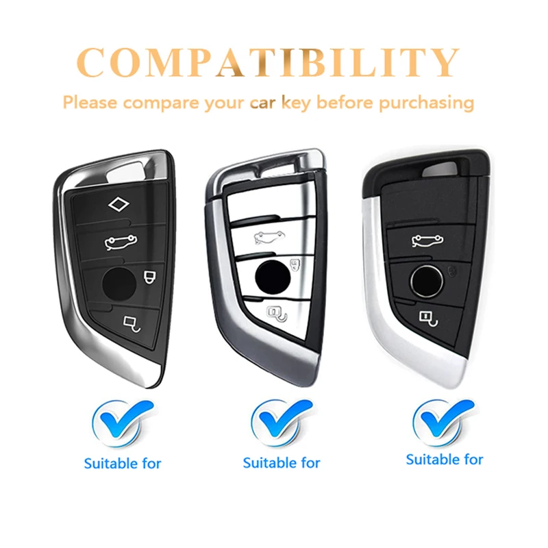 New Car Key FOB Case Cover with Keychain For BMW X1 X2 X3 X4 X5 F15 X6 F16 G20 G30 1 2 3 5 7 Series Smart Remote Key Holder