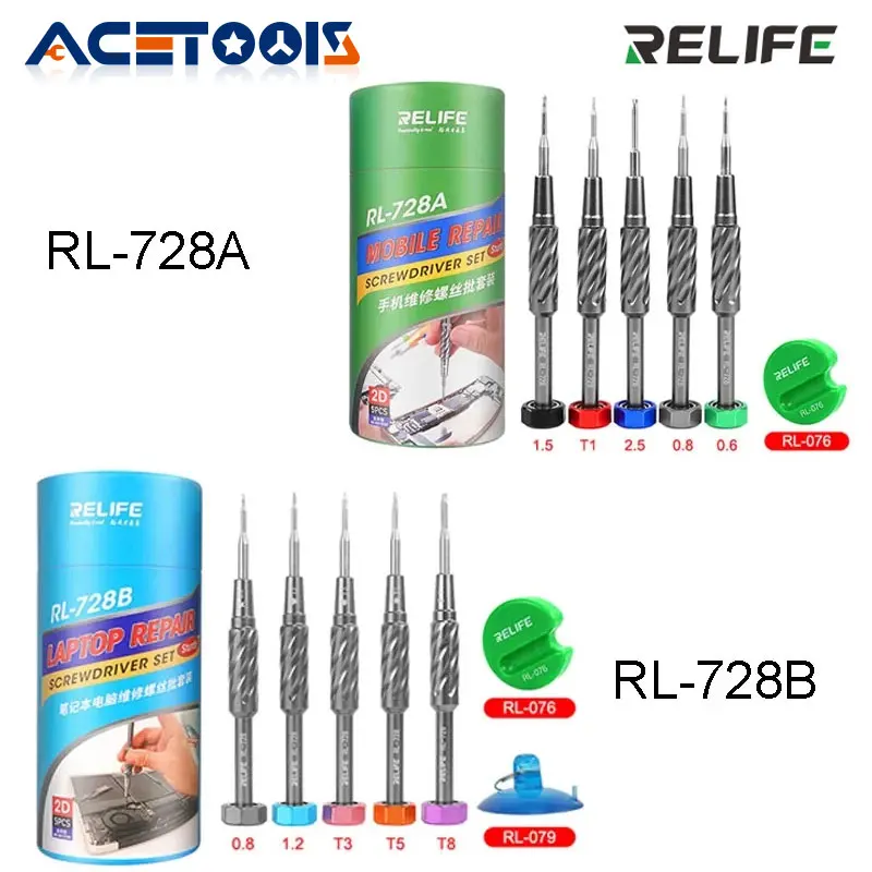 RELIFE RL-728A RL-728B Screwdriver Set for Mobile Phone and Laptop Repair Strong Magnetic Disassembly Sturdy Bolt Driver Tools