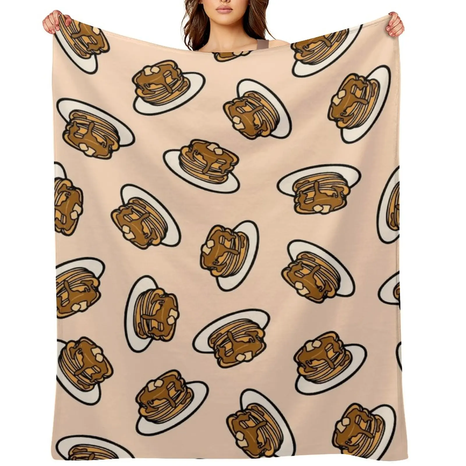

Pancakes with Butter and Syrup Pattern on Pale Peach Throw Blanket Sofa Throw Loose Fashion Sofas Blankets