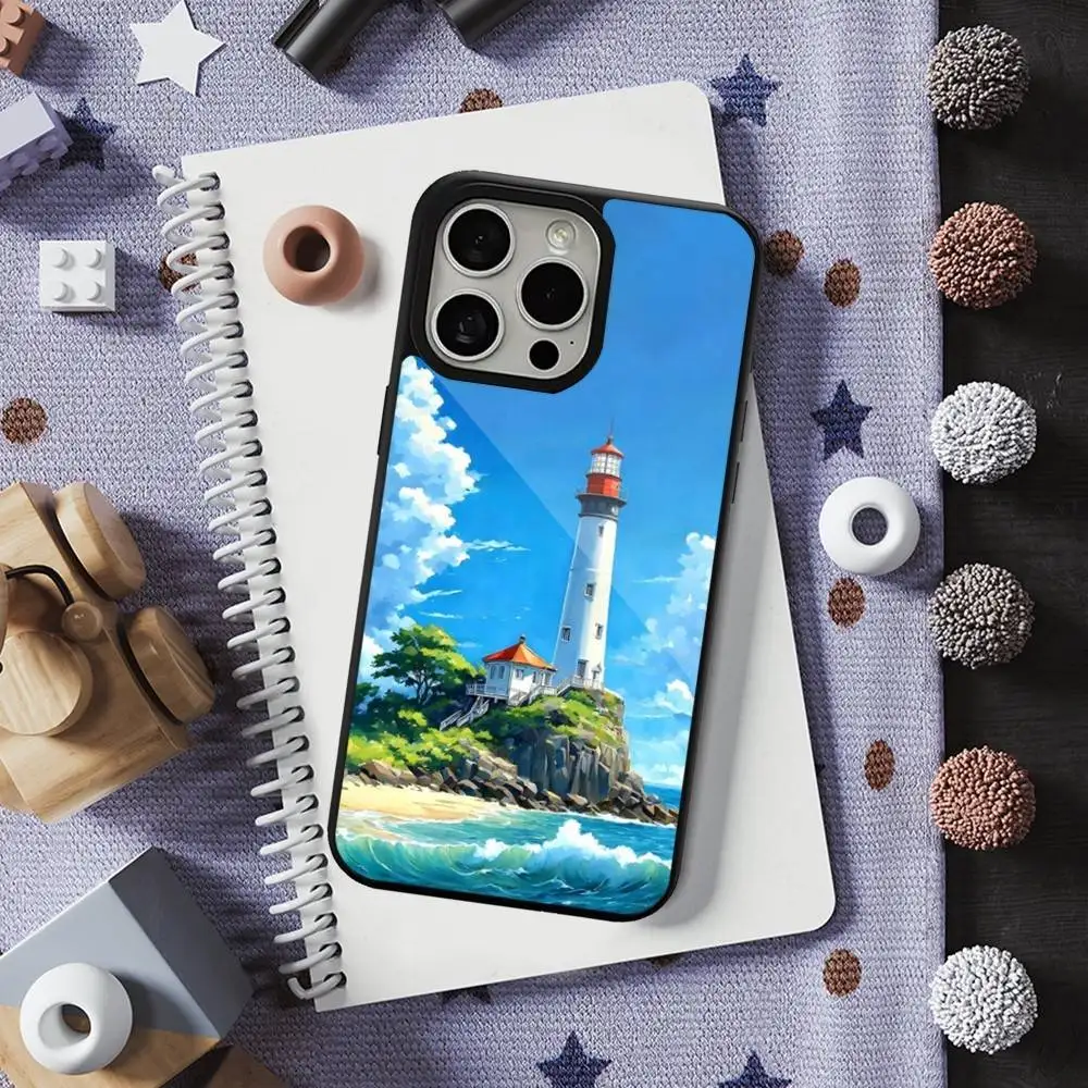 Beauty Lighthouse Phone Case  For iPhone 16,17,15,14,13,12,11,Pro,Max,Plus,Mini,Magsafe,Magnetic Wireless Charging Case