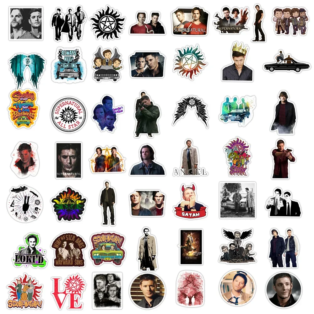 50 pezzi di programma televisivo classico adesivo soprannaturale cartone animato graffiti decorativo laptop chitarra tazza d'acqua custodia per telefono decalcomania impermeabile