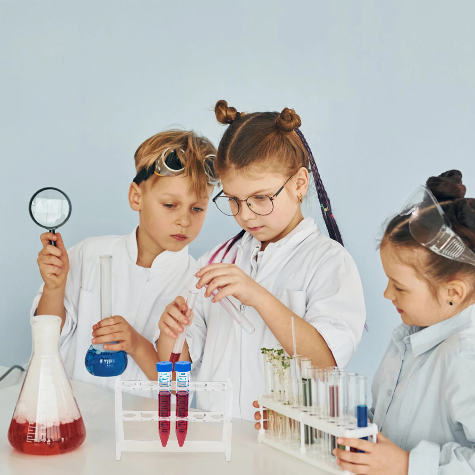 

2Pcs Laboratory Test Tube Rack 6 Slots Clear Acrylic Holder Stable Non-Tilt Experiment Tube Stand Organizer for