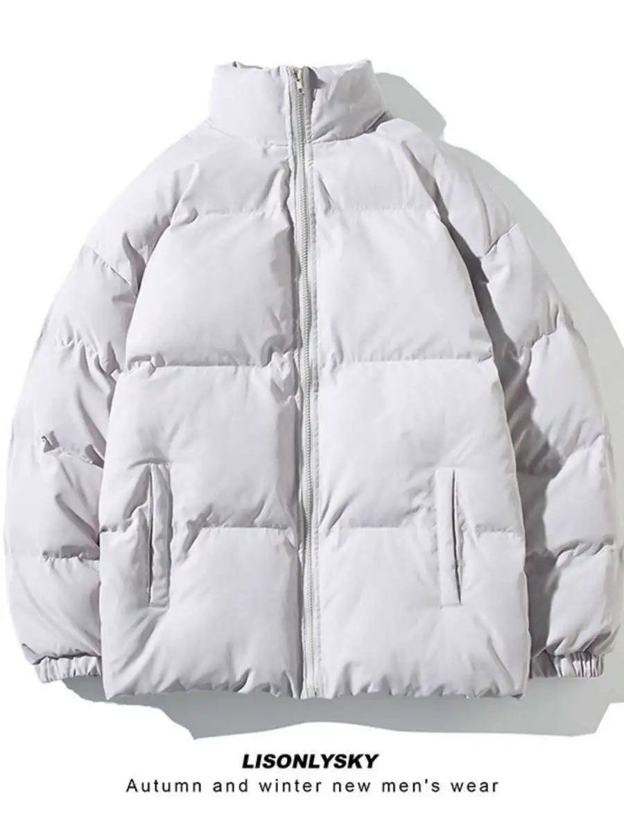 

Новое зимнее мужское хлопковое пальто Thiened, простое повседневное пальто с воротником-стойкой, модное теплое однотонное пальто свободного покроя