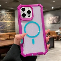 Luxury Glitter powder Magnetic Wireless Charging Case For iPhone 16 15 14 13 12 11 Pro Max Plus Glitter Clear Shockproof Cover