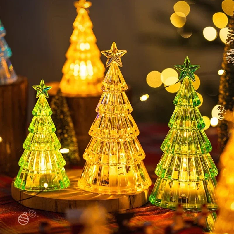 Christmas Lights Crystal Tabletop Luminous Lights Small Christmas Tree Ornaments Room Arrangement Dress Up Props Home Decoration