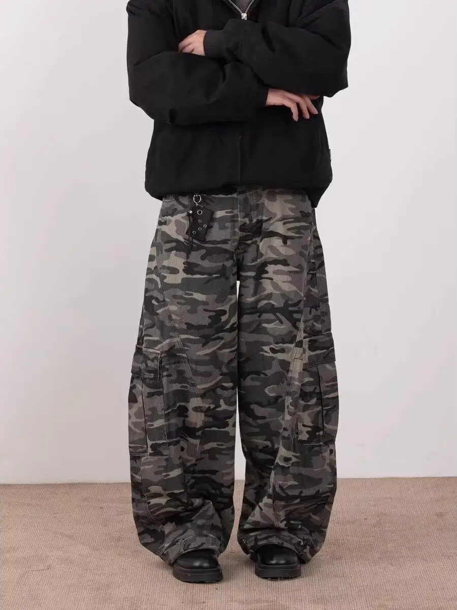 

American Retro Youth Camouflage Workwear Casual Pants Men's Spring Autumn Loose Slimming Straight Leg Denim Jeans