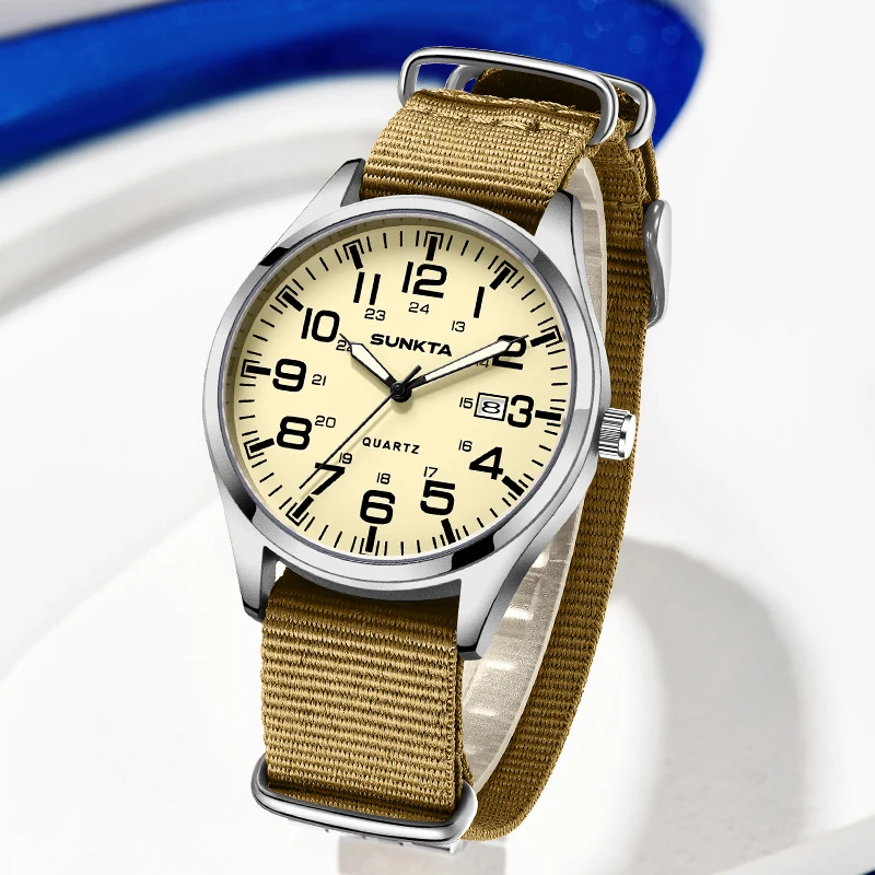 

LIGE Sunkta Fashion Outdoor Quartz Man Watch Simple Dial Casual Sport Nylon Strap Clock Military Waterproof Men Wristwatches+Box