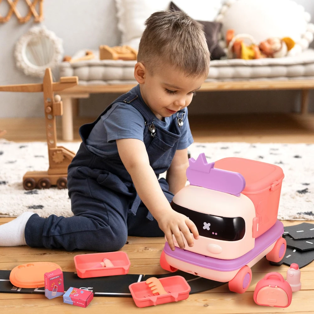 WizKidz Ensemble de Jouets de Voiture Transformable 2 en 1 et Maison de Maquillage de Rangement pour Filles de 1 à 3 Ans avec Accessoires Réalistes.