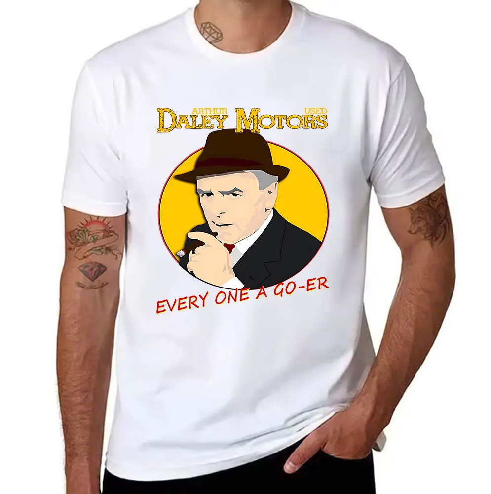 Men's Pure Cotton T-Shirt Arthur Daley Motors Every One A Go-Er Print Retro British TV Character Graphic Tee