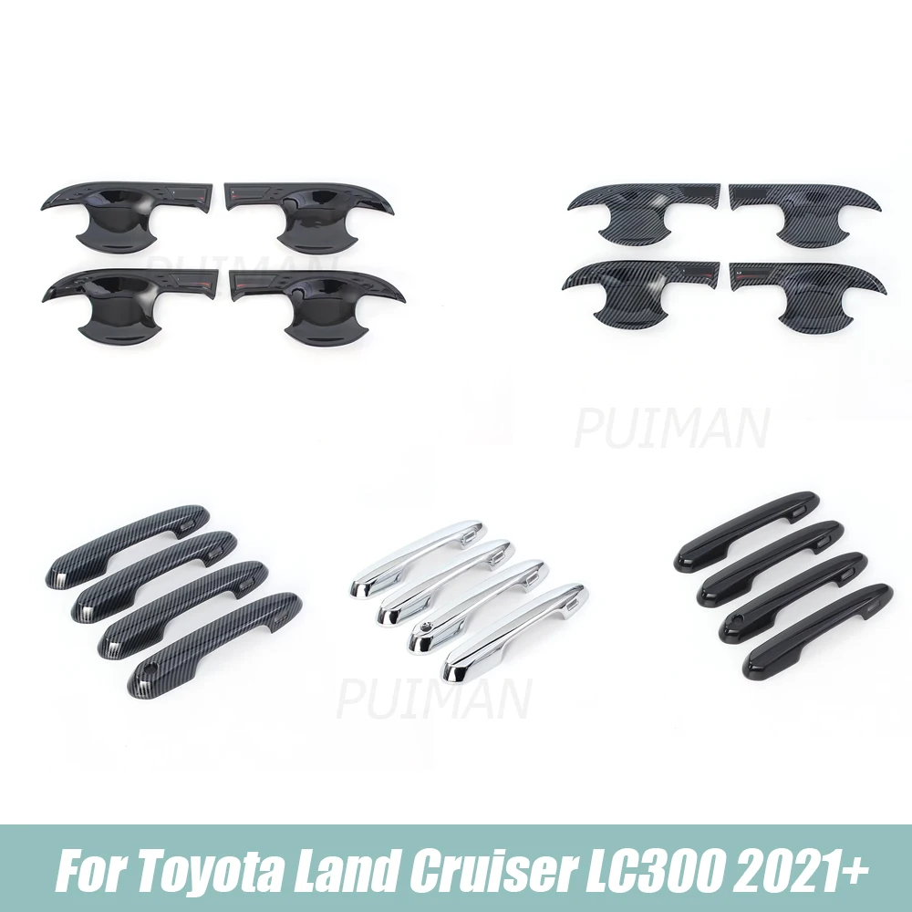 

Chrome/Carbon/black For Toyota Land Cruiser LC300 2021 2022 2023 Car Door Handle Cap Cover Bowl Frame Trim Styling Accessories