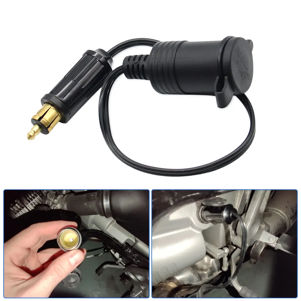 DC 12V 24V EU Plug Cigarette Lighter Charger Socket Outlet Convert To Car Adapter Power Lead Cable for BMW DIN Hella Motorcycle