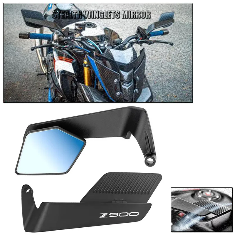For KAWASAKI  Z900 Motorcycle Mirrors Stealth Winglets Mirror Rotate Adjustable Mirrors