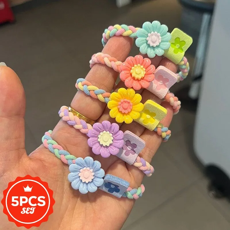 

5Pcs/set Bold and Durable Hair Ties with Colorful Weaving- High Elastic Hair Bands for Women, Elegant Ponytail Hair Rope Holders