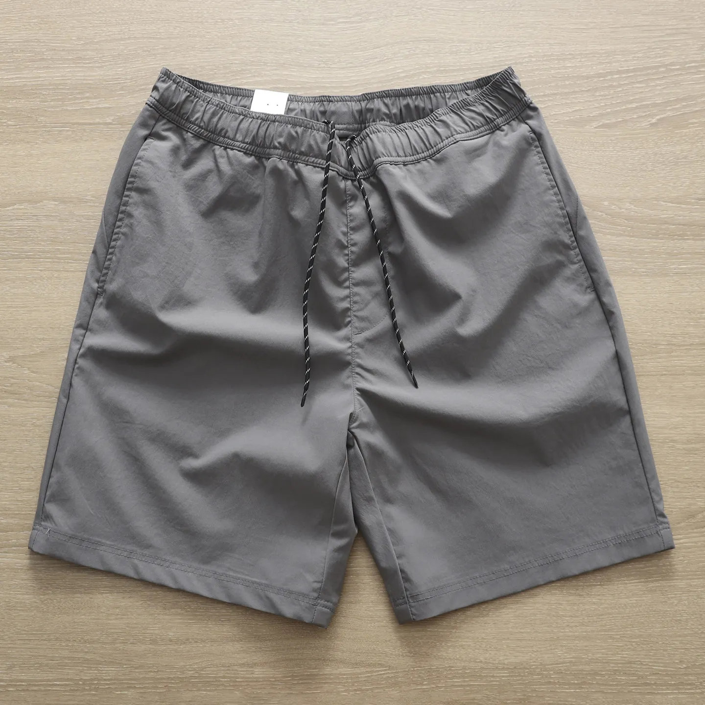 Summer New American Retro Thin Shorts for Men Quick-drying Solid Color Beach Sports Elastic Waist Loose Casual 4-point Pants