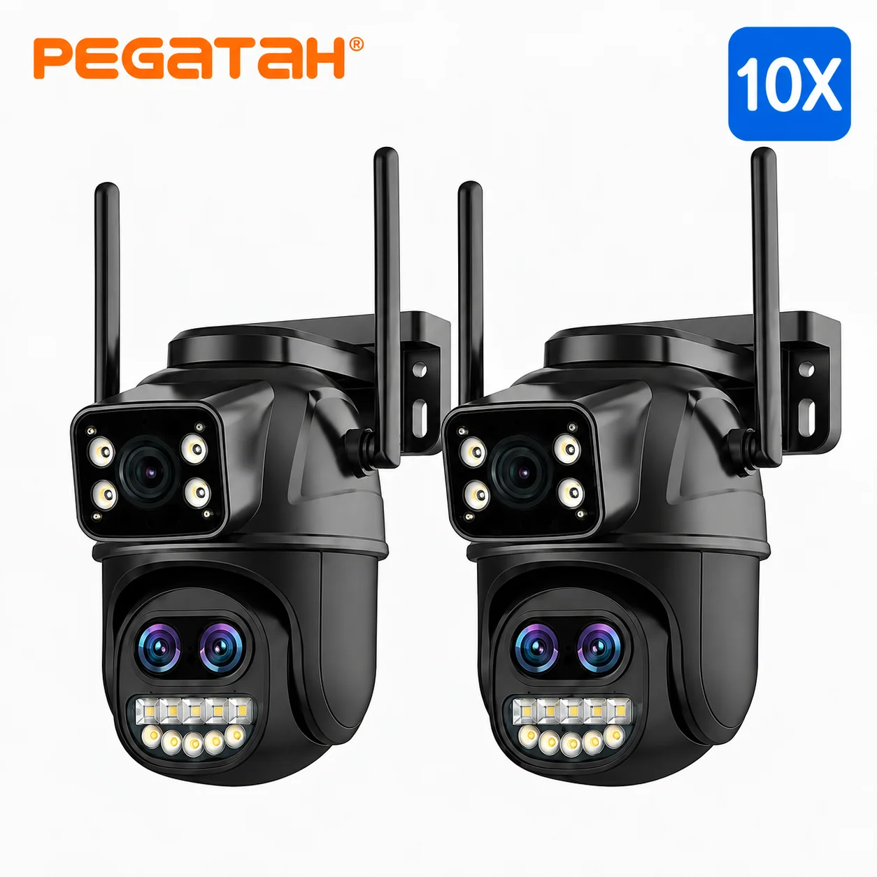 PEGATAH 15MP 10X WiFi Security Outdoor Camera PTZ Outdoor Dual Screen Human Detection 10MP Surveillance Video Camera O-Kam Pro