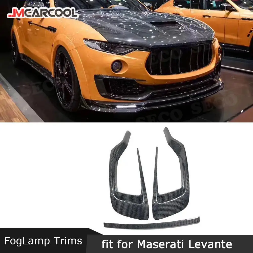 

JMCARCOOL Carbon Fiber Front Bumper Middle Lip Trim Spoiler For Maserati Levante 2016 - 2019 Head FogLamp Air Vent Mesh Cover