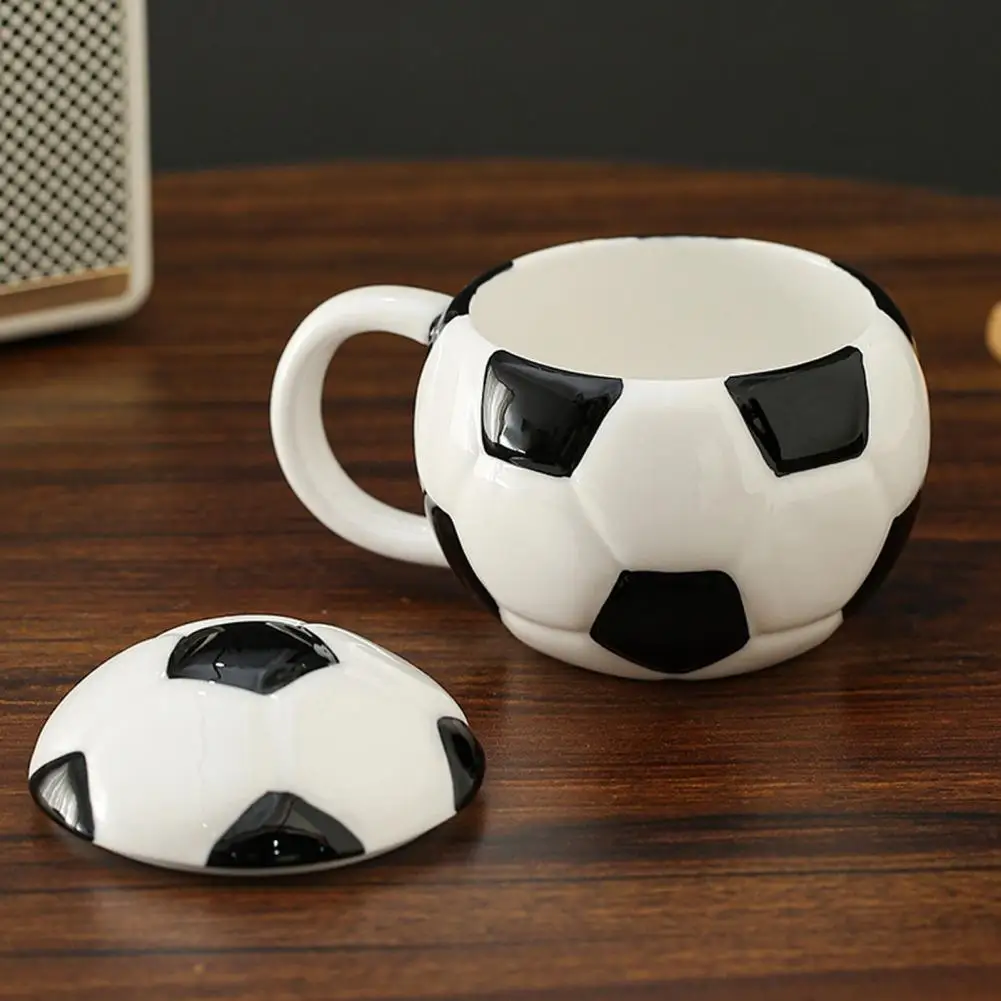Sports Theme Coffee Mug Football Baseball Ceramic Cup Black White Plaid Red Stitching Spill-Proof Microwave Safe Tea Cup