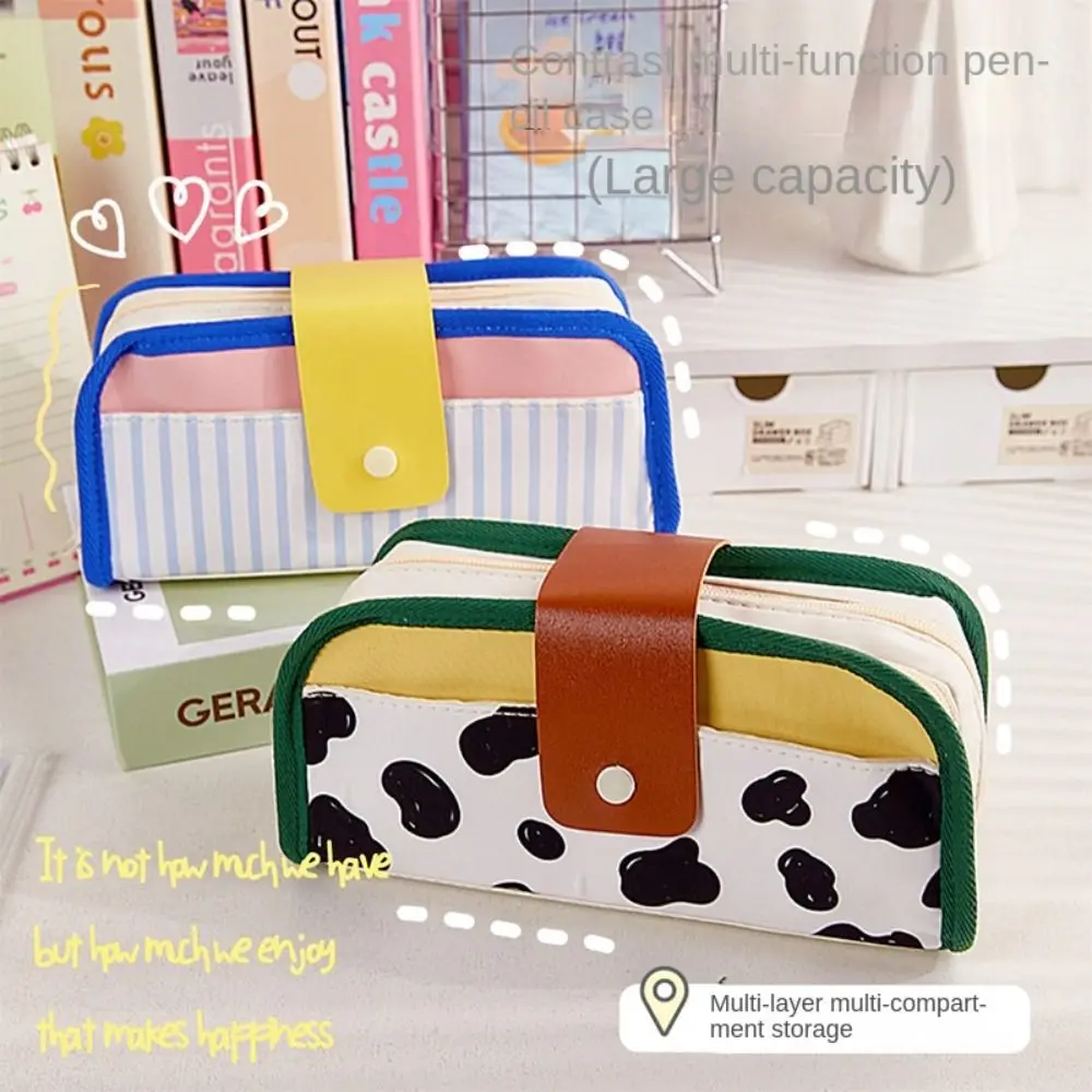 Multi Functional Color Contrast Pen Bag Large Capacity Dirt-proof Stationery Bag Storage Bag School Office