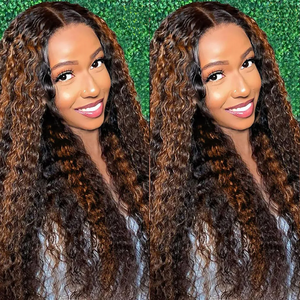 

5x5 200 Density Deep Wave 1B/30 Human Hair Wig Glueless Wear And Go Pre Plucked Hairline Breathable Cap Brazilian Virgin Hair