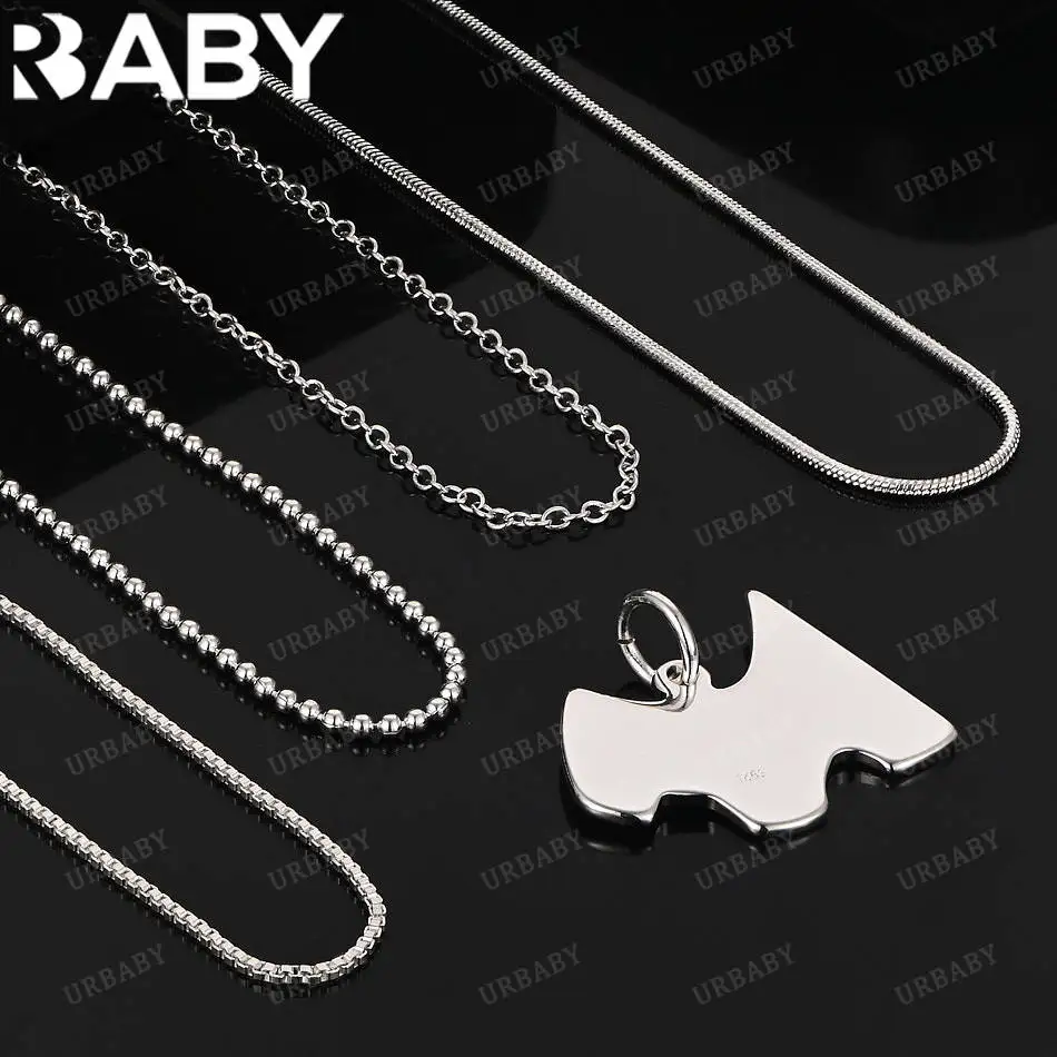 

URBABY 40-75cm 925 Sterling Silver Puppy Pendant Necklace For Women Men Charm Trend Birthday Gifts Fashion Party