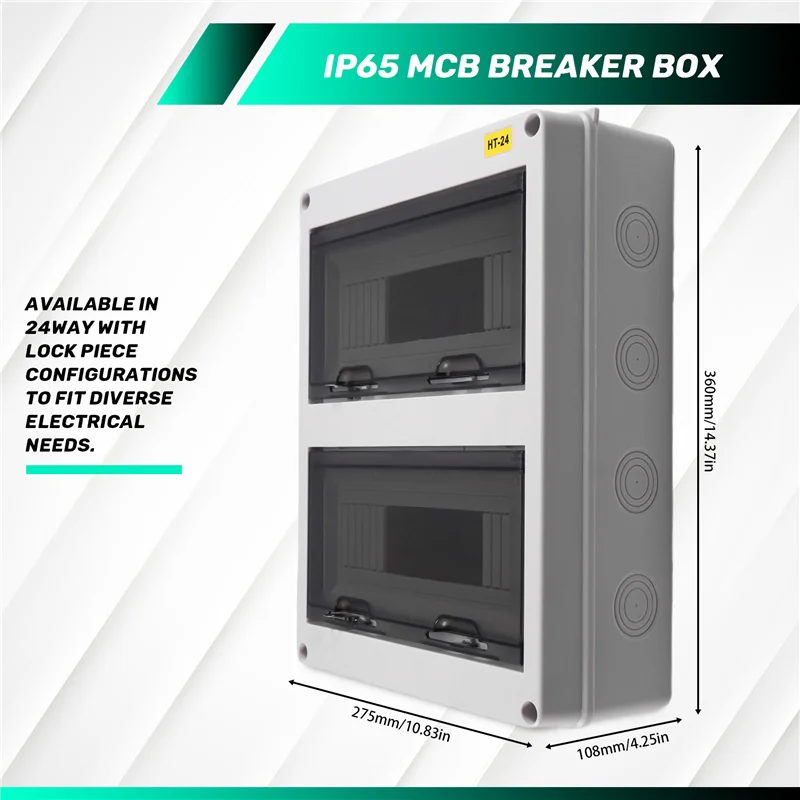 

A64Z Htseries ABS Electrical 24-Way IP65 Junction Box With Lock For Outdoor Circuit Breaker Distribution