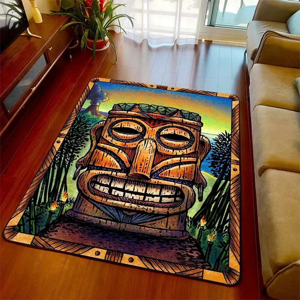 Tiki Bar Carpet Hawaii Holiday Floor Mats Party Summer Beach Pub Area Rug for Indoor Home Decoration Doormat Non-slip Chair Mat