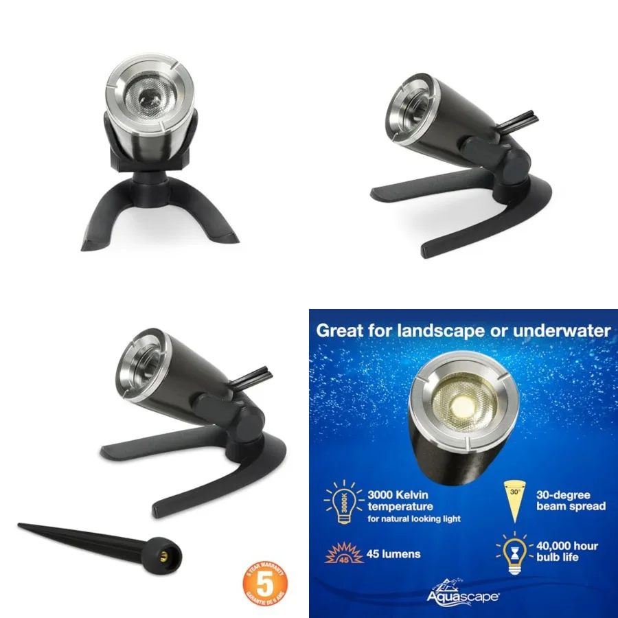 Submersible LED Spotlight for Pond, Garden, and Landscape Features, 1 Watt 84031, Brown