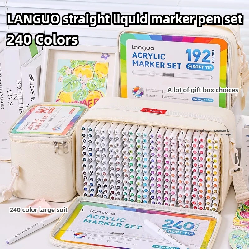 

LANGUO 240/9 Colors Acrylic Color Markers Direct Liquid Paint Marker Pen DIY Drawing with Storage Box School Supplies Stationery