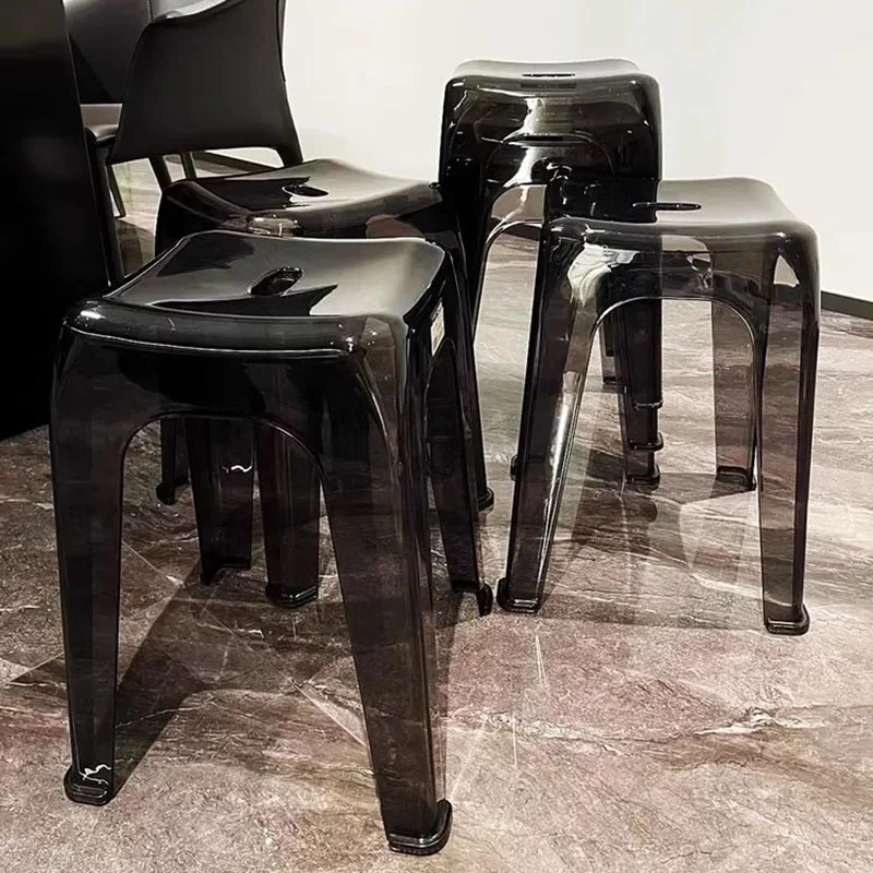 

Plastic Transparent Acrylic Stools Stacked Household Padded Living Room Dining Table Bathroom Tabouret Side Luxury Stools