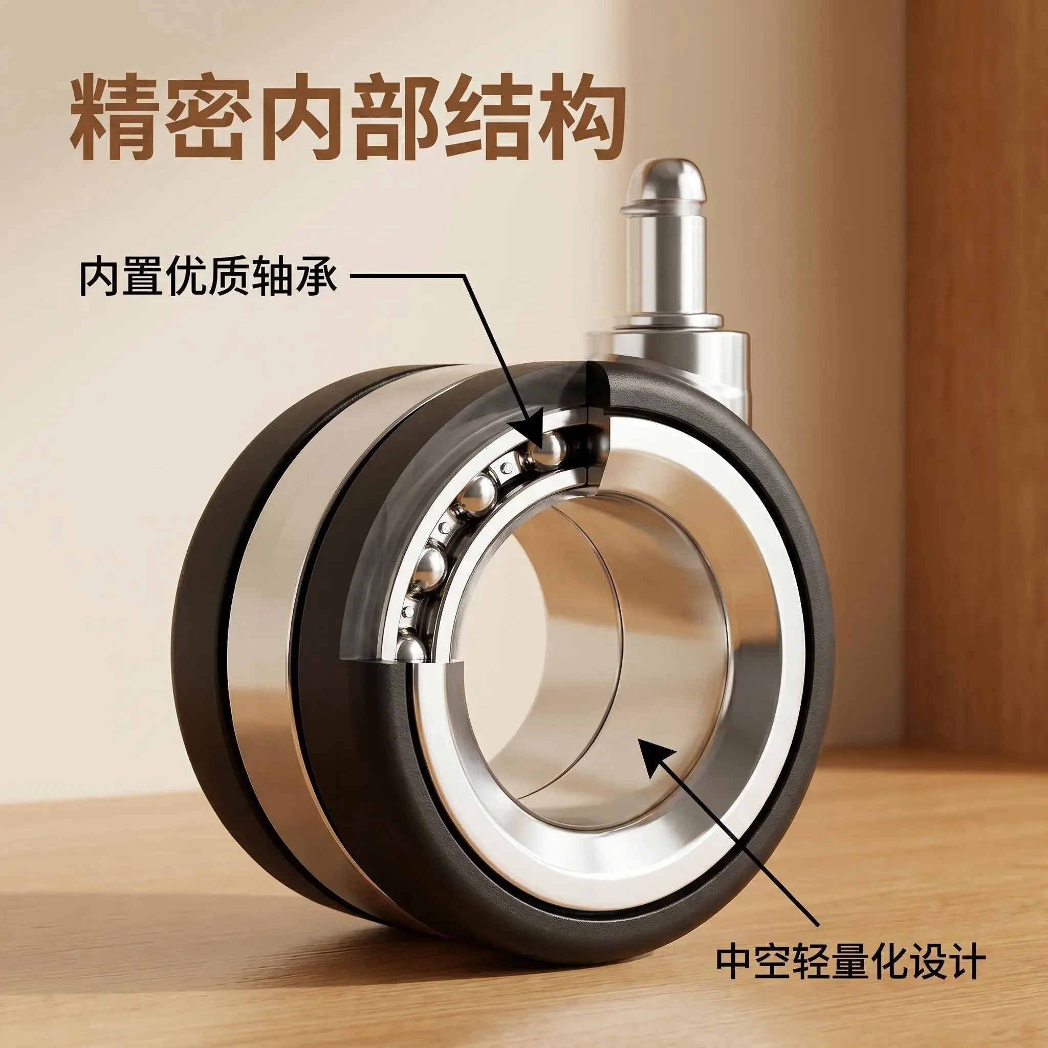 (Pack of 5) 2.5inch Stem Type M11 Premium Universal Caster Wheels Snap/Ring Swivel Casters for Gaming Chairs / Silent TPU Wheels